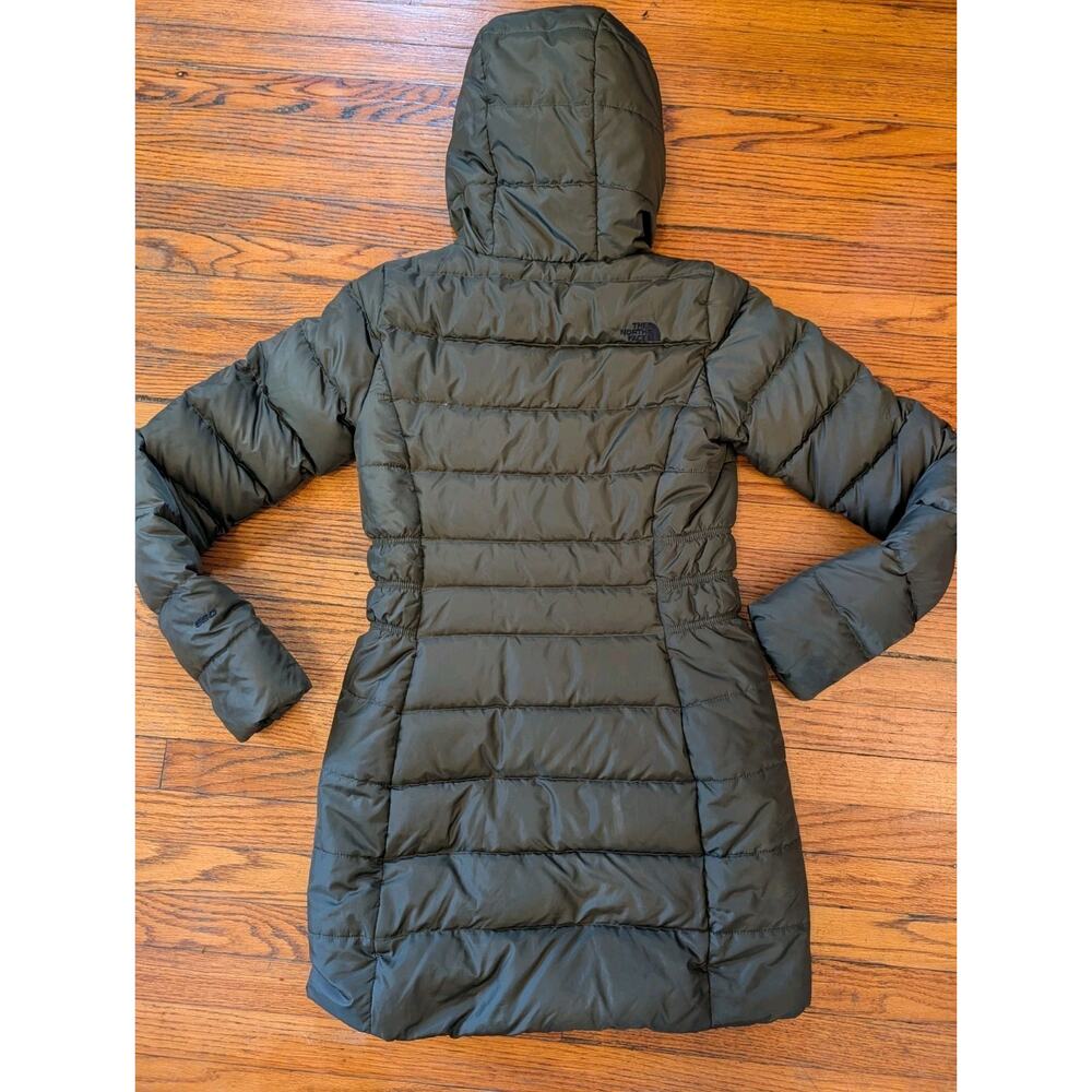The North Face 550 Down Puffer Jacket Hoodie Parka Coat Women’s XS Green - Picture 3 of 11